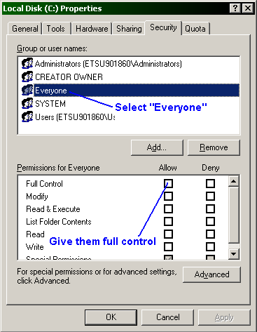 Setting security for your external drive.