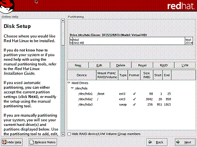 Linux Install Paritioning Window.