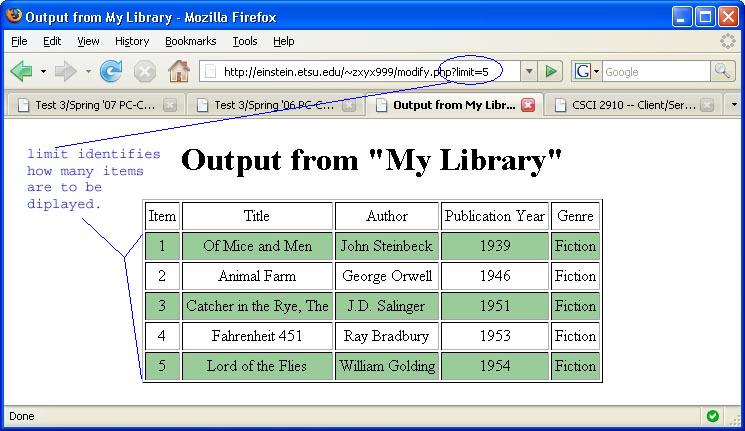 Desired output from modify portion of test.