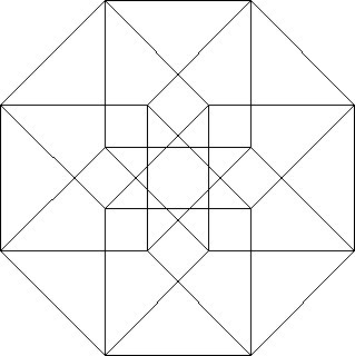 four dimensional hypercube projected into two space