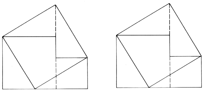 Regions to be shaded to illustarte the Pythagorean Theorem