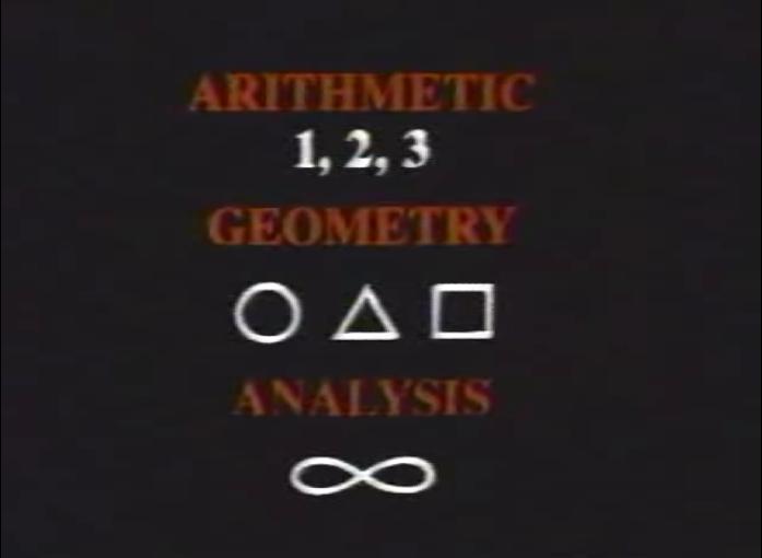 Screen shot of branches of math (arithmetic, geometry, analysis)