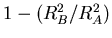 $1-(R_B^2/R_A^2)$