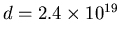 $d=2.4
\times 10^{19}$