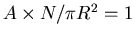 $A \times N/\pi R^2 = 1$