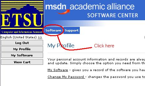 View of ETSU MSDNAA ELMS Start Page.