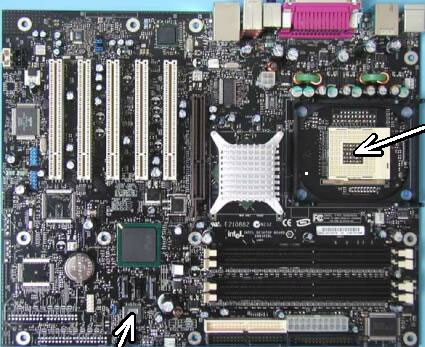 Image of an Intel D865 Desktop Motherboard.